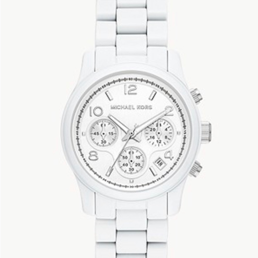 Women's Runway Chronograph White-Coated Stainless Steel Bracelet Watch